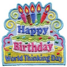 happy birthday world thinking day embroidered patch