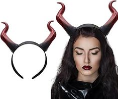 Furimuk Handmade Demon Horns Headband, Gothic Devil Horn Hairband for Women Girls Halloween Party Fancy Cosplay Costume Hair Accessory (Red) Girls Halloween Party, Horns Headband, Demon Horns, Gothic Hair, Hair Accessories Red, Halloween Party Dress, Gothic Hairstyles, Horn Headband, Devil Horns