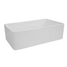 a white rectangular sink with no faucet on the top and one side missing