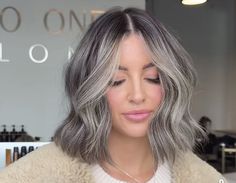 Purple Grey Hair, Grey Bob, Dark Brunette Hair, Ash Hair, Going Grey, Ash Hair Color, Beautiful Gray Hair