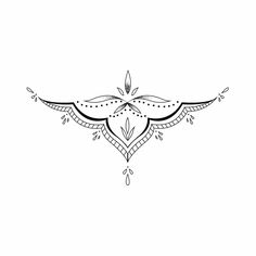 a black and white drawing of a bird with an ornament on it's back