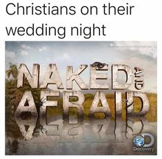 the words naked and afraid are displayed in front of a lake with palm trees on it