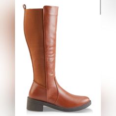 Details & Fit Boot Round Toe Block Heel Low Heel: 1-2 Inches Zippers Solid 50/50 Elastic Item Measurements Heel Height: 1.15 Inches Boot Shaft Height: 15 Inches Boot Calf Circumference: 15 Inches Brown Boots Women, Brown Boots, 50 50, Low Heels, Block Heels, Womens Boots, Heel Height, Size 7, Womens Sizes