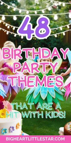 birthday party themes that are hit with kids - image of girls playing at a fairy themed birthday party Toddler Party Games, Sleepover Party Games, Tea Party Games, Themes Party, Teen Party Games, Girls Birthday Party Themes, Kids Themed Birthday Parties, Fun Party Themes, Birthday Themes For Boys