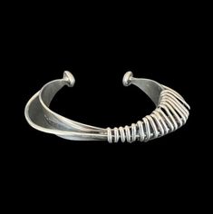 Ed Wiener Sterling Silver Modernist Cuff Bracelet Circa 1954 RARE | eBay Silver Clay Jewellery, Metal Casting Jewelry, Metal Clay Designs, Raw Jewelry, Sheet Metal Art, Architectural Jewelry, Clay Designs, Cuff Design, Artisan Jewelry Handmade