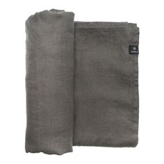 two gray linen bags sitting on top of each other