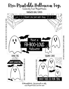 the free printable halloween tags for children to use in crafts and crafts, including ghost faces