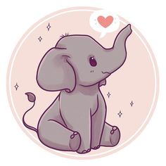 an elephant sitting on the ground with a thought bubble above its head