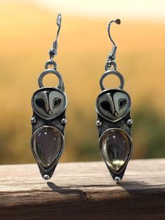 Incredible owls dangle earrings with 925 sterling silver hooks Owl Ears, Owl Earrings, Owl Jewelry, Gold And Silver Rings, Rhinestone Earrings, Aesthetic Outfit, Sensitive Ears, Flower Earrings, Sterling Silber