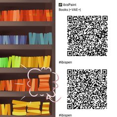 the qr - code is displayed next to an image of bookshelves with different colors