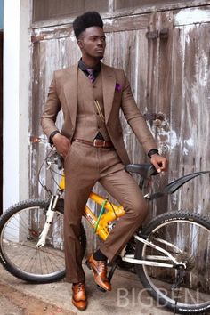 Nigerian Fashion Label BigBen's 'Dapper Men' S/S 14 Okayafrica. Man Overboard, Nigerian Outfits, Men Inspiration, Cultural Fashion, Afro Fashion, Nigerian Fashion, Brown Suit, Men Stuff