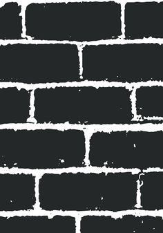 a black and white brick wall that has been painted