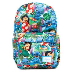 WondaPop Disney Nylon Backpacks are known for their whimsical Disney prints and designs. This beautiful, colorful backpack features eye poppingimagesof Lilo and Stitch frolicking in tropical paradise. You'll even see Lilo dancing in her hulu skirt. The bag hasfabric straps for putting pins on. Lilo And Stitch Backpack, Disney Prints, Stitch Backpack, Notebook Sleeve, Jungle Pattern, Cute Bedding, Stitch Clothes, Colorful Backpacks, Disney Bag