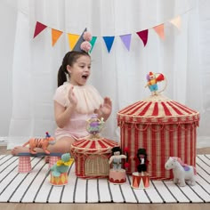 Roll up, roll up! Welcome to the big top! Introducing Olli Ella’s Circus Tent Toy Basket, here to store all your wild and wonderful things. Lift the lid and let the fantastical show begin! This Circus Tent Toy Basket has been designed to be big enough to fit all of your favourite toys, pairing perfectly with our circus-themed Holdie Animals. Are these the best circus-themed kids' toys? We sure think so! The toy basket is a large woven rattan circus tent toy basket/hamper with removable lid. The Vintage Circus Nursery, Nature Weaving, Tent Storage, Circus Toy, Olli Ella, Circus Theme Party, Track Toy, Circus Tent