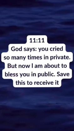 11:11 God says:you cried so many times in private. But now I am about to bless you in public. Save this to receive it. A Course In Miracles, Christian Quotes God, Affirmations For Happiness, God Says, Christian Bible Quotes, Good Luck Quotes, Inspirational Quotes God, Health Wealth