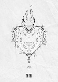 Latina Tattoo Ideas Mexican Art, Mexican Heart Illustration, Sacred Heart Tattoo Mexican, Sacred Heart Illustration, Mexican Heart Tattoo, Drawing Mexican, Sacred Heart Tattoo Design, Mexican Heritage Tattoos