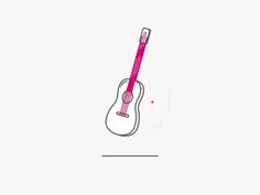 an illustration of a guitar with a pink cord attached to it's back end