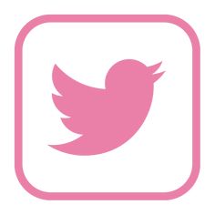 a pink bird is in a square frame on a white background with the word twitter below it