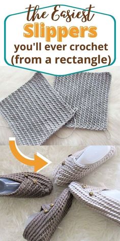 the easy slippers you'll ever crochet from a rectangle pattern