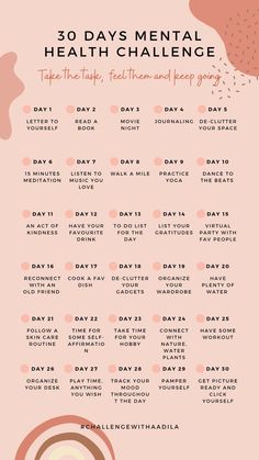 Morning Routine Challenge 30 Day, Mental Health Challenge, Mental Health Plan, Mental Health Activities, Healthy Quotes, Health Activities, Self Care Bullet Journal, Writing Therapy