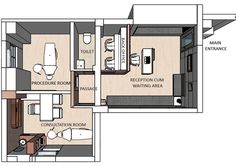 the floor plan for a small apartment with two bedroom and one bathroom, including a living room