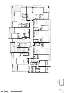 the floor plan for an apartment building with multiple floors and several rooms, including one bedroom