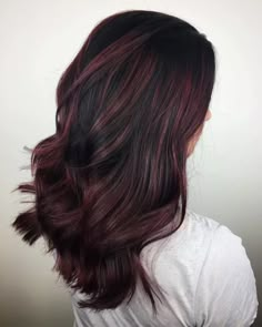 Dark Brown With Cherry Highlights, Burgundy Highlights On Black Hair, Burgundy Highlights, Black Hair With Highlights, Hair Things, Awesome Hair, Burgundy Hair, Hair Clothes, Summer Hair