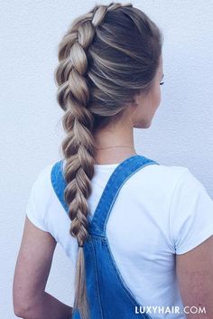 Overalls & dutch braids <3 Our beautiful customer @ewka.was is wearing her 160g Dirty Blonde #luxyhairextensions in this photo. School Hairstyles, Back To School Hairstyles, Dirty Blonde, Braid Hairstyles, Spring Hairstyles, Summer Hair