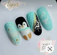 Penguin Nails, Nail Winter, Christmas Gel Nails, Nail Envy, Nails 2023, Winter Nail Art, Winter Nail Designs, Festival Nails, Xmas Nails