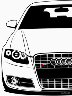 an audi car is shown in black and white