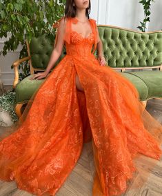 Floral Gown, Prom Dress Inspiration, Cute Prom Dresses, Pretty Prom Dresses, فستان سهرة, Dress Dusty, Long Prom Dress, Orange Dress