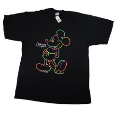 Vintage Nwt Velva Sheen Disney Neon Mickey Graphic T Shirt. Brand New With Tags. Condition: 10/10 Color: Black Size: Xl (22"X31") Jakofallvintage.Com Pre-Owned, By Show Signs As Such. 12107 Black Mickey Mouse Shirt For Disney Fan Events, Black Disney Short Sleeve Shirt, Black Cartoon Print Shirt For Disney Fan Events, Black Shirt With Cartoon Print For Disney Fan Events, Black Disney Cotton Shirt, Black Mickey Mouse Short Sleeve Shirt, Black Short Sleeve Mickey Mouse Shirt, Goofy Shirt, Disney Incredibles