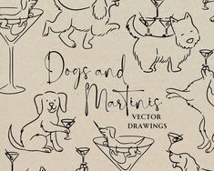 an image of dogs and martinis drawings