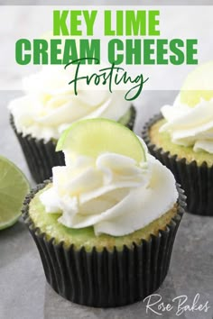 key lime cream cheese frosting on top of cupcakes