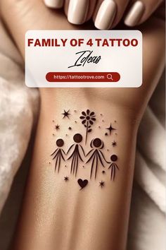 Family Of 4 Tattoo Ideas Stick Family Tattoo, Tattoos For Men Family, Family Of Four Tattoo Ideas, Family Tattoo Designs Meaningful, Kids Name Tattoos For Men, Family Of 4 Tattoo, Family Of 4 Tattoo Ideas, Unique Family Tattoos, Family Tattoo Ideas Matching