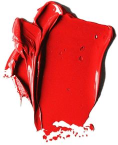 red paint is spilled onto the ground and on top of it, with white background