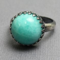 Amazonite Ring, Gemstone Rings, Blue Green Ring, 14mm Men Cologne, Rings Blue, Rock Rings, Amazonite Ring, Amazonite Jewelry, Green Amazonite, Green Gemstone Ring, Green Ring, Peridot Earrings