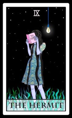 a tarot card with a woman holding a book in her hand and the number one on it