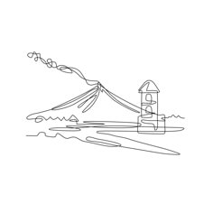 a black and white drawing of a lighthouse