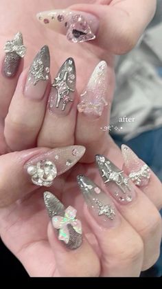 Korean Nail Ideas, Korean Nail, Fake Nails Designs, Punk Nails, Really Cute Nails, Soft Nails, Kawaii Nails, Luxury Nails