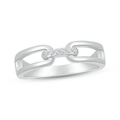 Add a touch of sparkle to your look with this chic sterling silver ring. The trendy paperclip design features brilliant round diamond accents at the center. Paperclips Rings, Paperclip Ring, Ring Sterling Silver, Paper Clip, Sterling Ring, Round Diamond, Sterling Silver Ring, Round Diamonds, Design Features