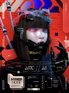 a poster with an image of a woman wearing a helmet and holding two ski poles