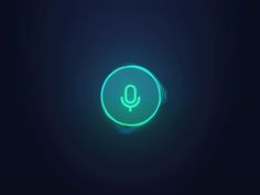 a microphone icon glowing in the dark with blue and green lighting on it's side