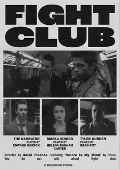 Film Posters Black And White, Aesthetic Wall Prints Black And White, Movie Club Poster, Slow Dive Poster, Tyler Durden Poster, Film Club Poster, Y2k Movie Poster, Black Posters Aesthetic, Movie Room Posters