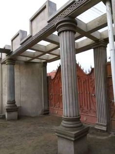 an outdoor structure with columns and pillars