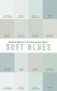 the color scheme for soft blues is shown in shades of blue, gray and white