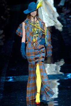 Jean Paul Gaultier Fall 2004 Couture Collection | Vogue Red Suede Boots, Full Length Gowns, Woman Dresses, Paul Gaultier, Couture Collection, Kilt, Tartan Plaid, Jean Paul Gaultier, Jean Paul