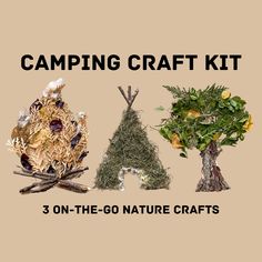 three different types of trees with the words camping craft kit