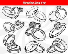 hand drawn wedding rings set in black and white