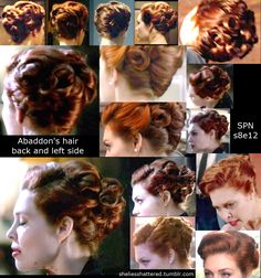 many different pictures of women with red hair and buns on their sides, including the top